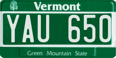 VT license plate YAU650