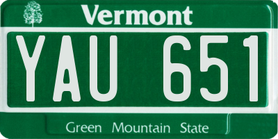VT license plate YAU651
