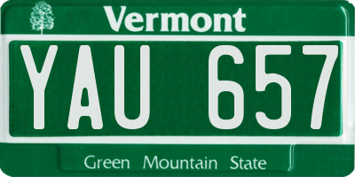 VT license plate YAU657