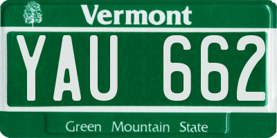 VT license plate YAU662
