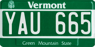 VT license plate YAU665