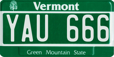 VT license plate YAU666