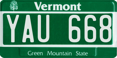 VT license plate YAU668