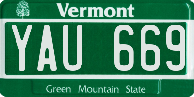 VT license plate YAU669