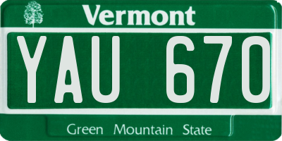 VT license plate YAU670
