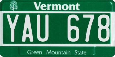 VT license plate YAU678