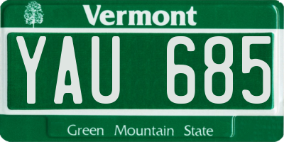 VT license plate YAU685