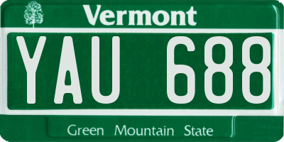 VT license plate YAU688