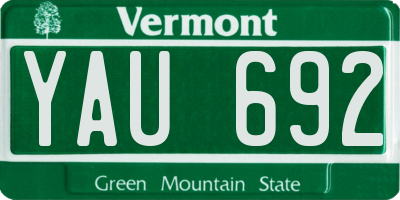 VT license plate YAU692