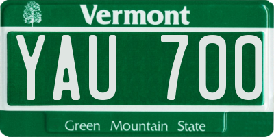 VT license plate YAU700