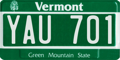 VT license plate YAU701