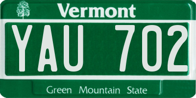 VT license plate YAU702