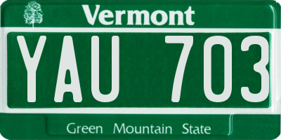 VT license plate YAU703