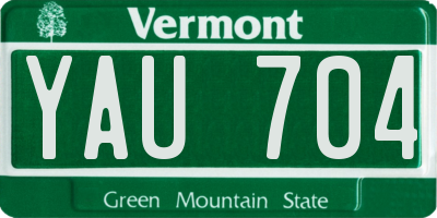 VT license plate YAU704