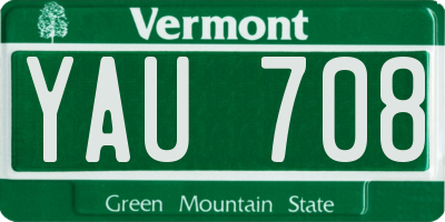 VT license plate YAU708