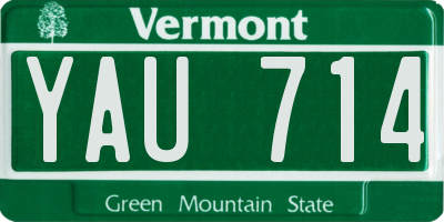 VT license plate YAU714
