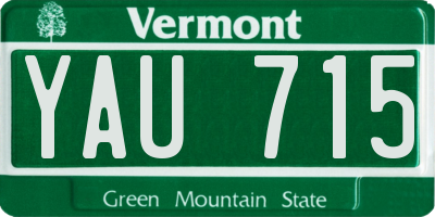 VT license plate YAU715