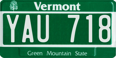 VT license plate YAU718