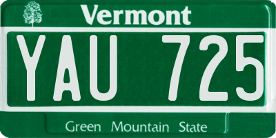 VT license plate YAU725