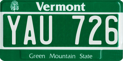VT license plate YAU726