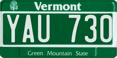 VT license plate YAU730