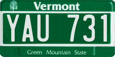 VT license plate YAU731
