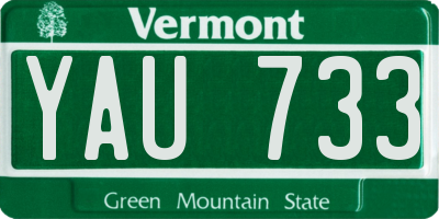 VT license plate YAU733