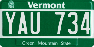 VT license plate YAU734