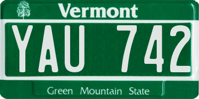 VT license plate YAU742