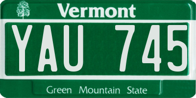 VT license plate YAU745