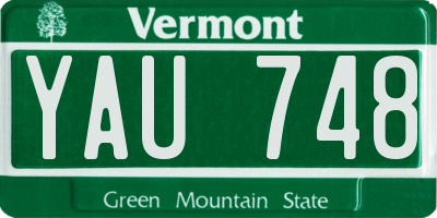 VT license plate YAU748