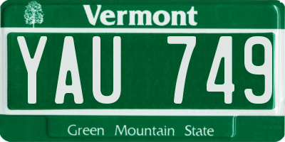 VT license plate YAU749