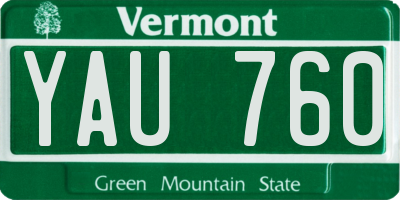 VT license plate YAU760