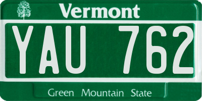 VT license plate YAU762