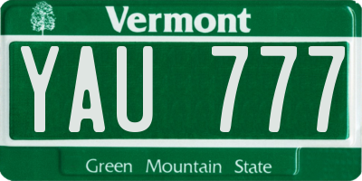 VT license plate YAU777
