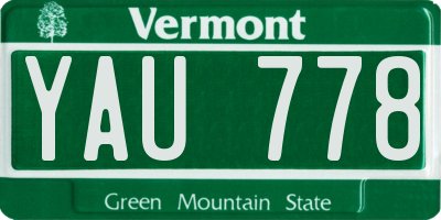 VT license plate YAU778