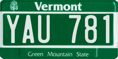 VT license plate YAU781