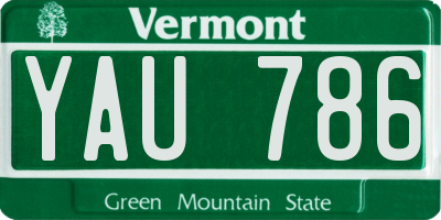 VT license plate YAU786