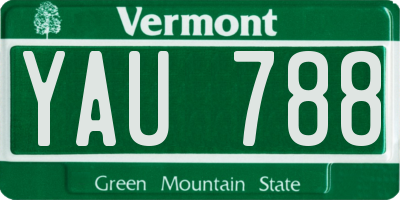 VT license plate YAU788
