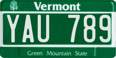 VT license plate YAU789