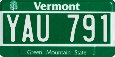 VT license plate YAU791