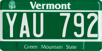 VT license plate YAU792