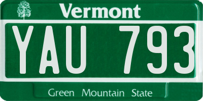 VT license plate YAU793