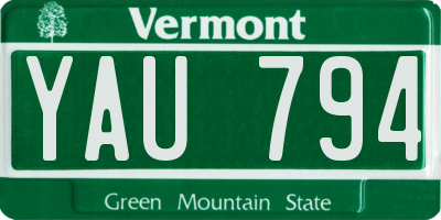 VT license plate YAU794