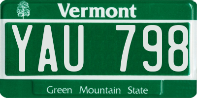 VT license plate YAU798
