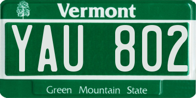 VT license plate YAU802
