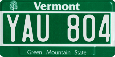 VT license plate YAU804