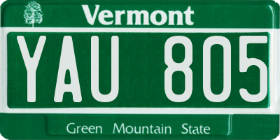 VT license plate YAU805