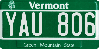 VT license plate YAU806