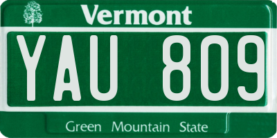 VT license plate YAU809
